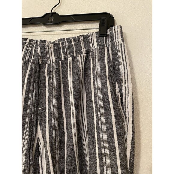 Women’s Linen Blend Pants Briggs  XL Gray And White Elastic Waist W/Pockets - Picture 3 of 4